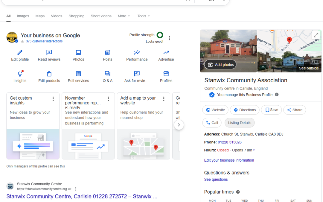 Stanwix community centre, in Carlisle GBP entry.